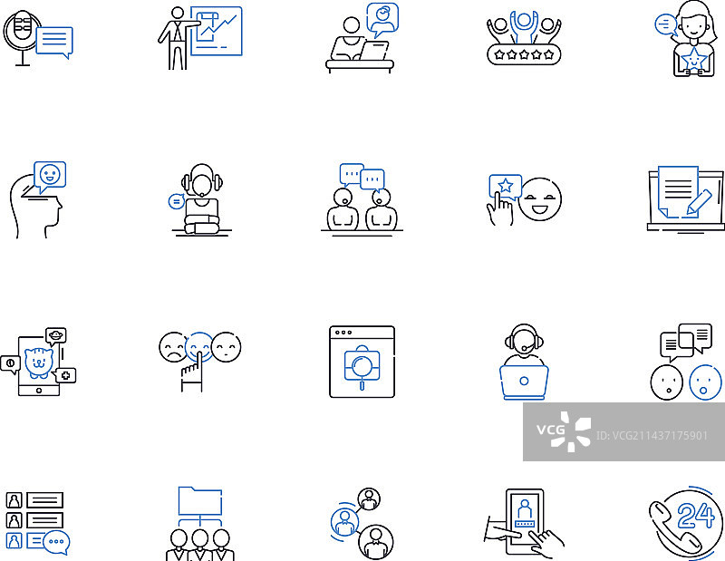 争吵的对手线条图标集合争议图片素材