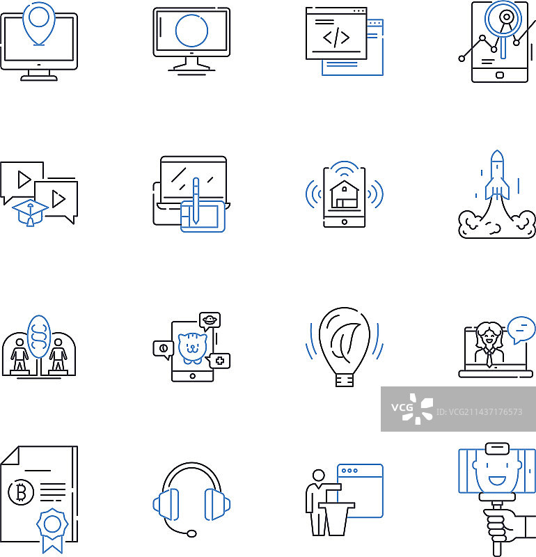 无线构造线条图标合集图片素材