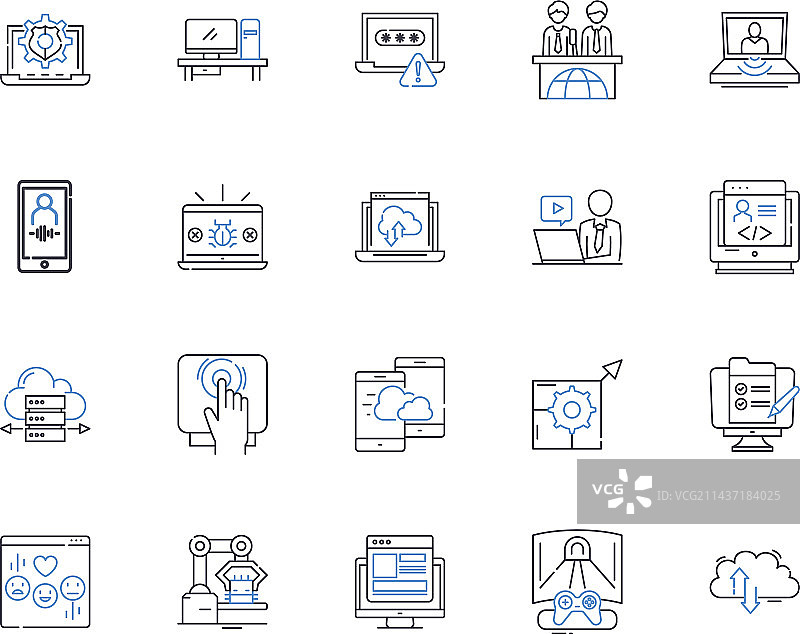 多媒体系统线性图标合集图片素材