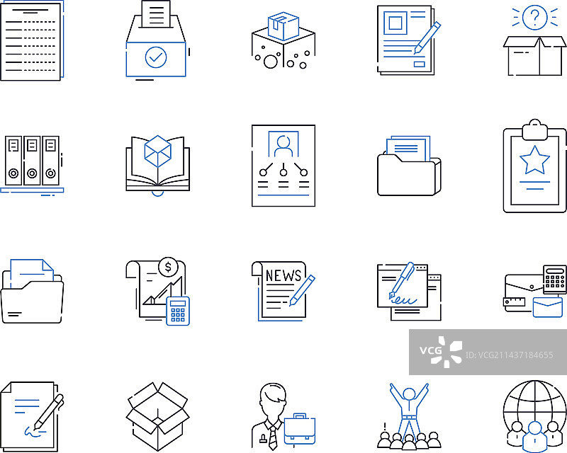 文档管理线性图标合集图片素材