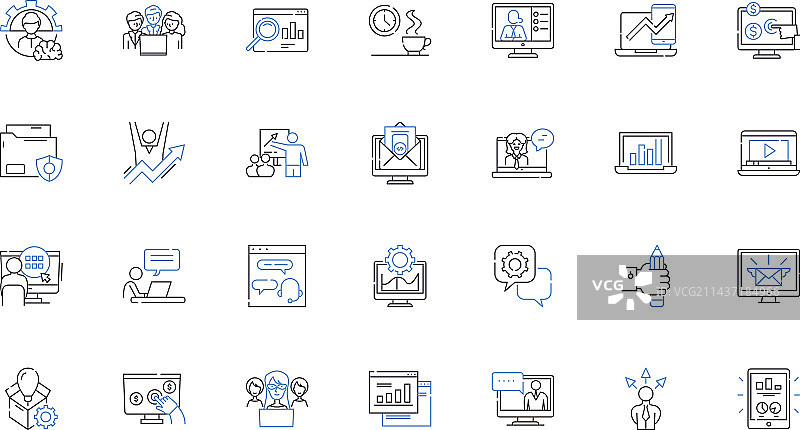 健身活动行业线性图标合集图片素材