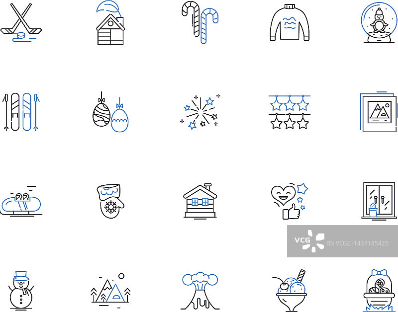 冰冷霜冻冰川线条图标合集图片素材