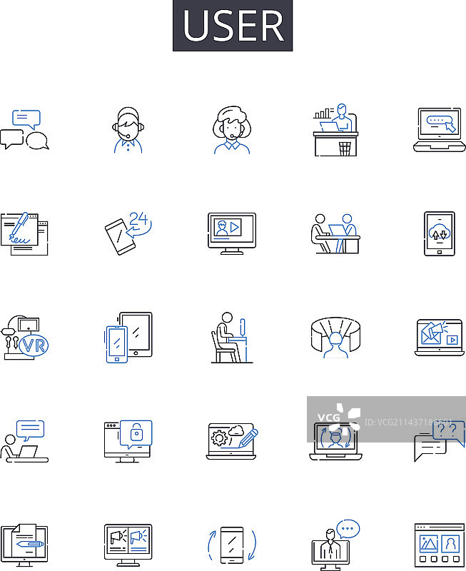 用户线性图标集合：消费者客户图片素材