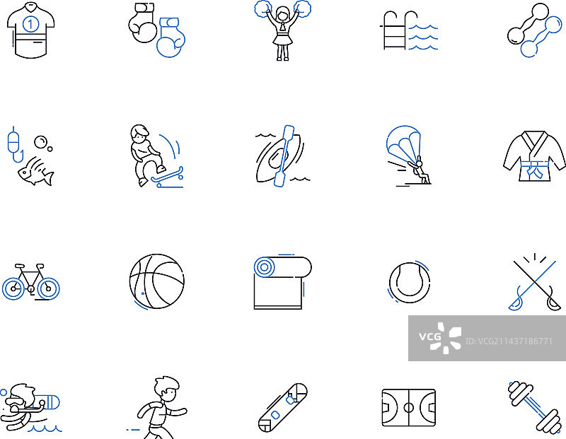 户外活动线性图标集：徒步旅行图片素材