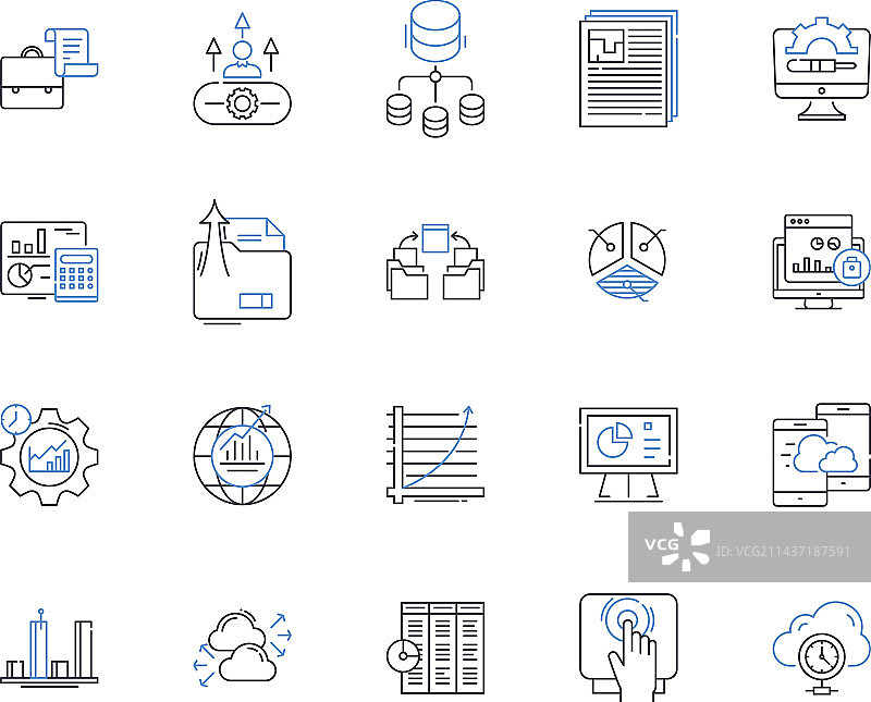 数据点和机制线条图标合集图片素材