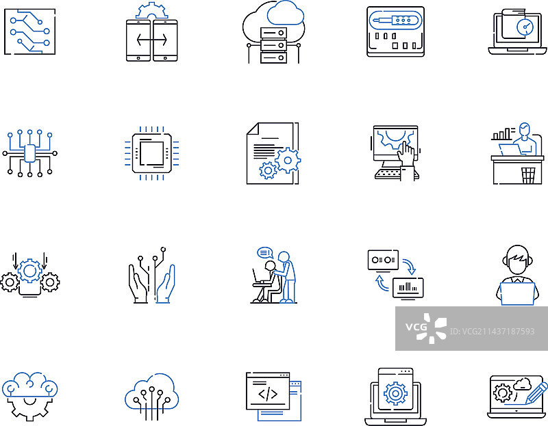 云计算线性图标合集图片素材