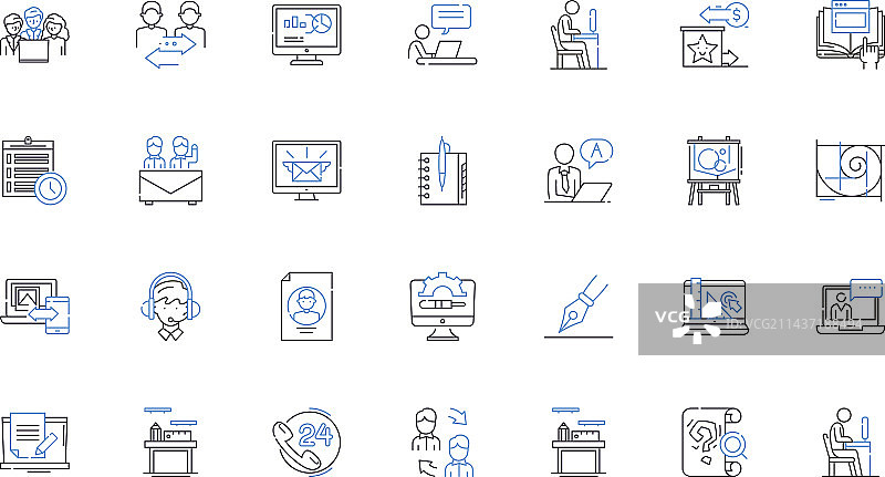 大会和会议线性图标合集图片素材