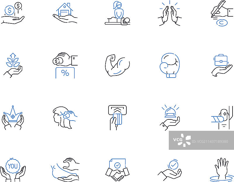 把手线性图标合集图片素材
