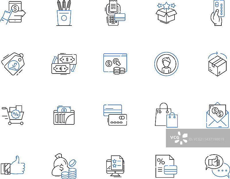 购物中心线性图标集合图片素材