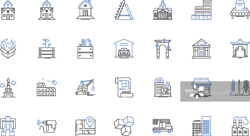 房屋现代化线性图标合集图片素材