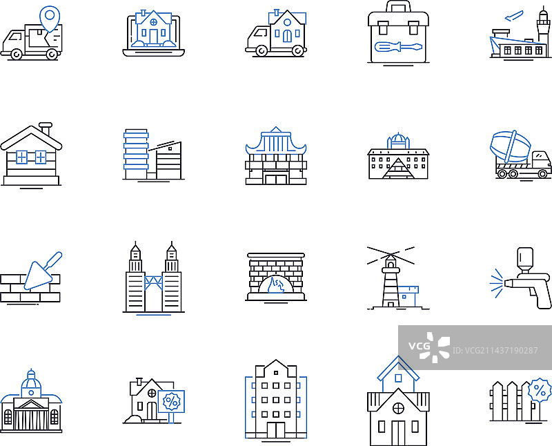 室内装饰线性图标合集图片素材