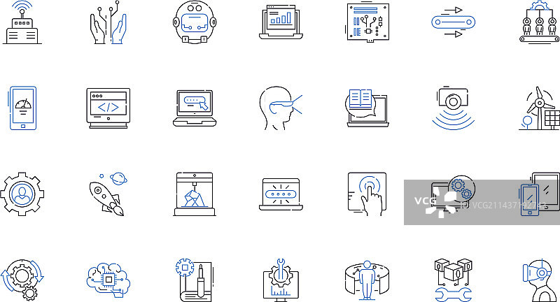 网络计算线条图标合集图片素材