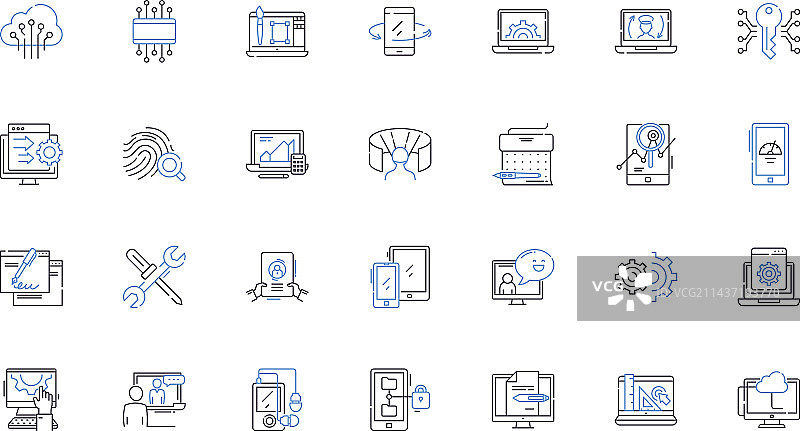 系统集成线性图标合集图片素材
