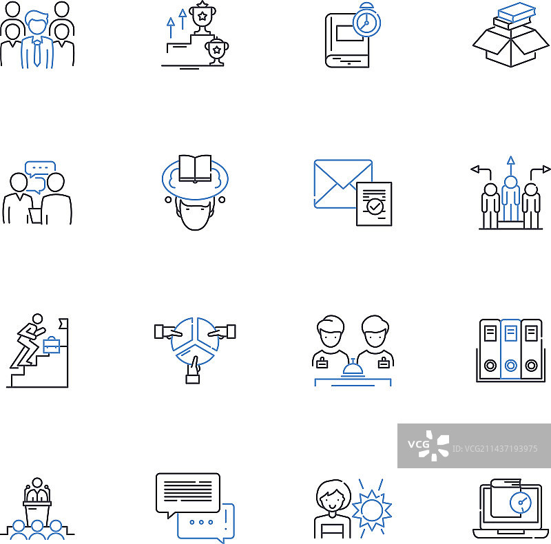 销售培训线性图标集合激励图片素材