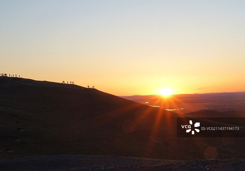 呼伦贝尔黑山头日落图片素材