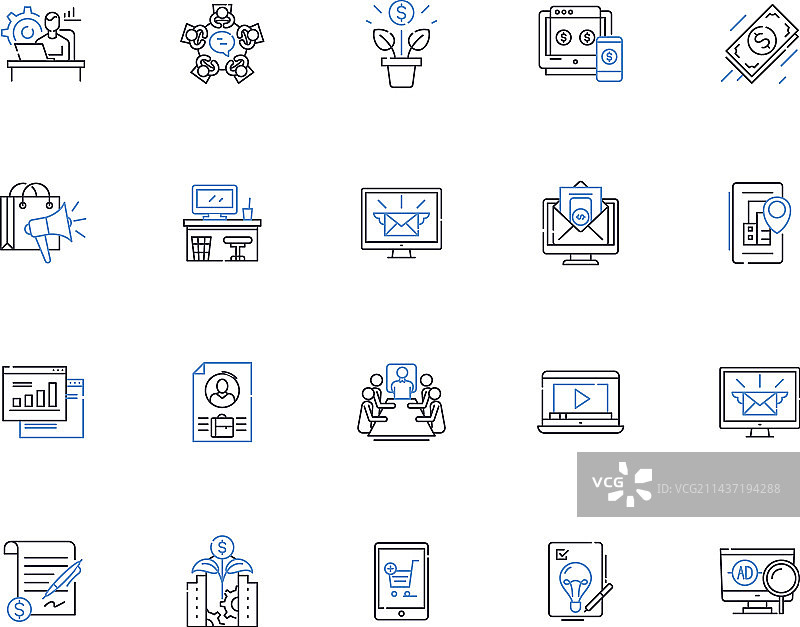 新兴公司线性图标合集：创业公司图片素材