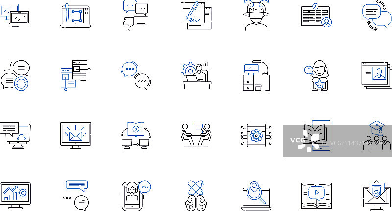 在线电子课程线性图标系列图片素材