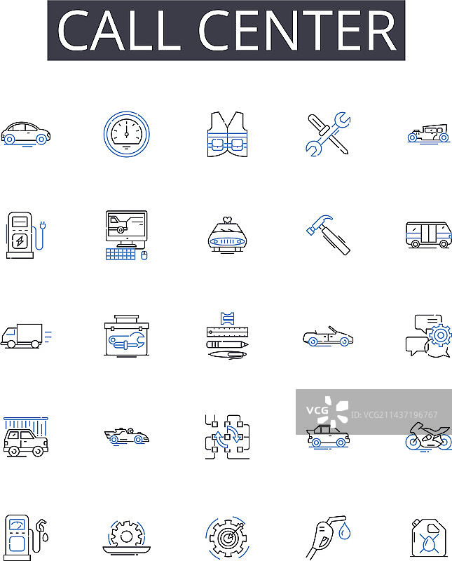 呼叫中心线条图标集合帮助台图片素材