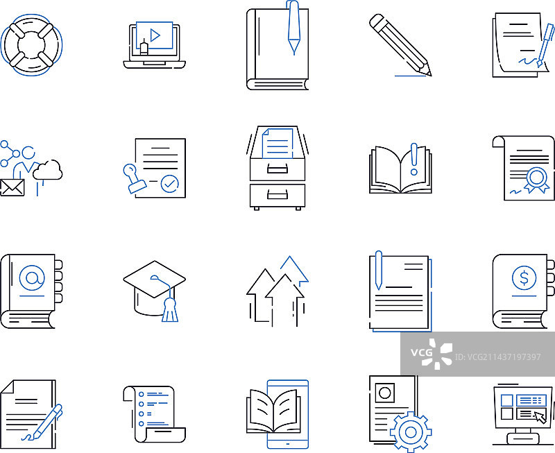 文具用品线条图标合集图片素材