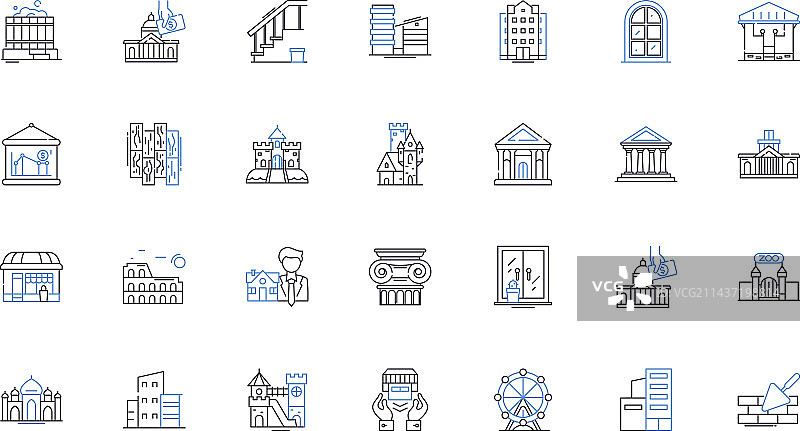 花园景观设计线条图标合集图片素材