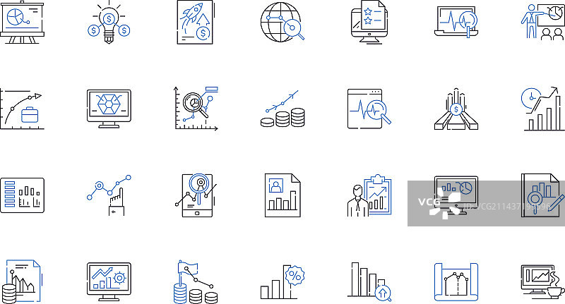 数据分析线性图标合集：洞察图片素材