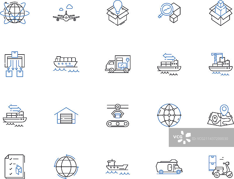 快递系统线性图标合集图片素材