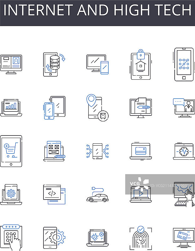 互联网和高科技线图标集合图片素材