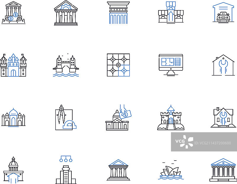 办公室线性图标合集图片素材