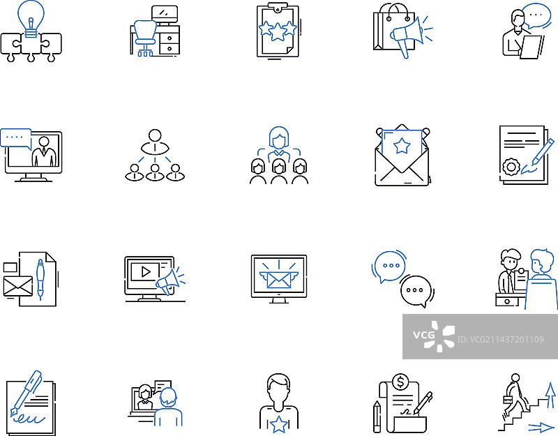 劳动力管理线性图标合集图片素材