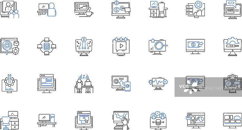 移动计算线性图标合集图片素材