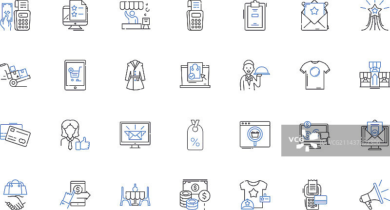 食品杂货线条图标合集：农产品与乳制品图片素材