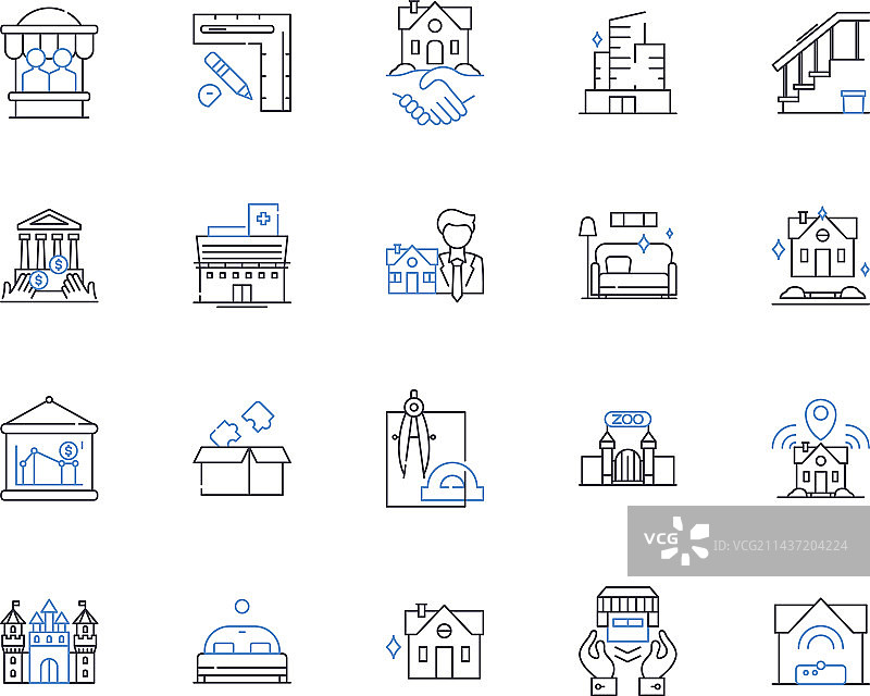 已完成的维修线性图标集合图片素材