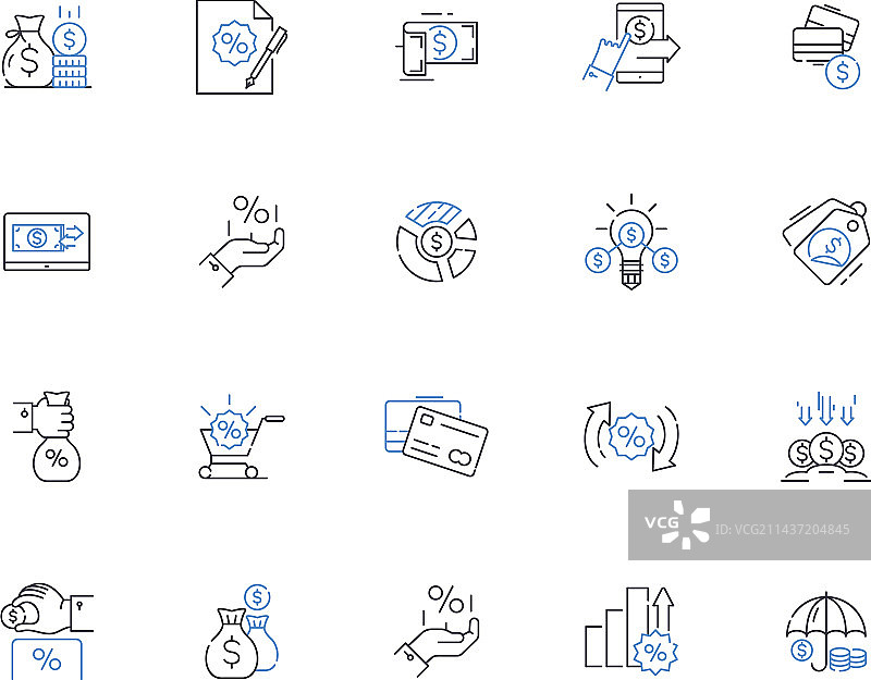 电商商业解决方案线条图标合集图片素材