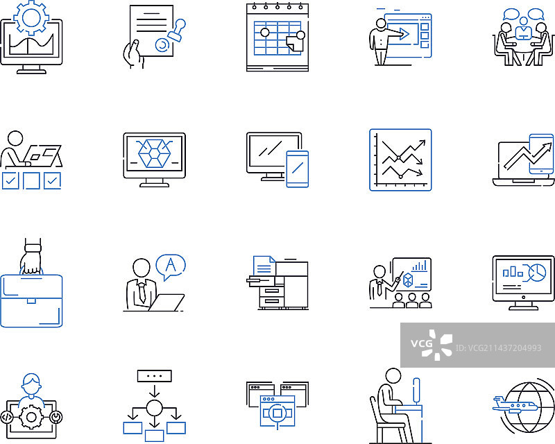企业住所线条图标合集图片素材