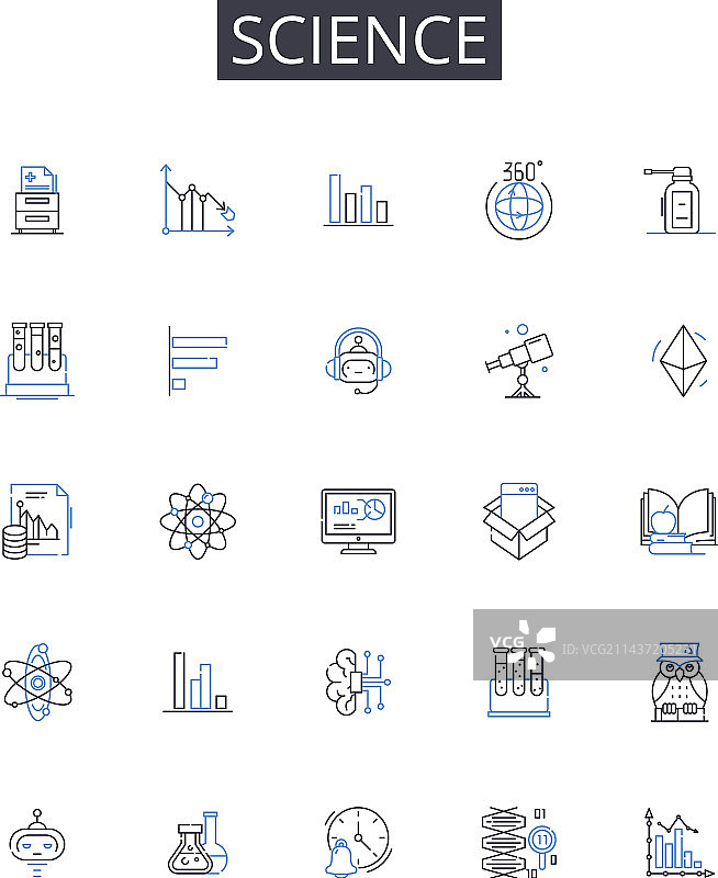 数学化学科学线性图标集图片素材