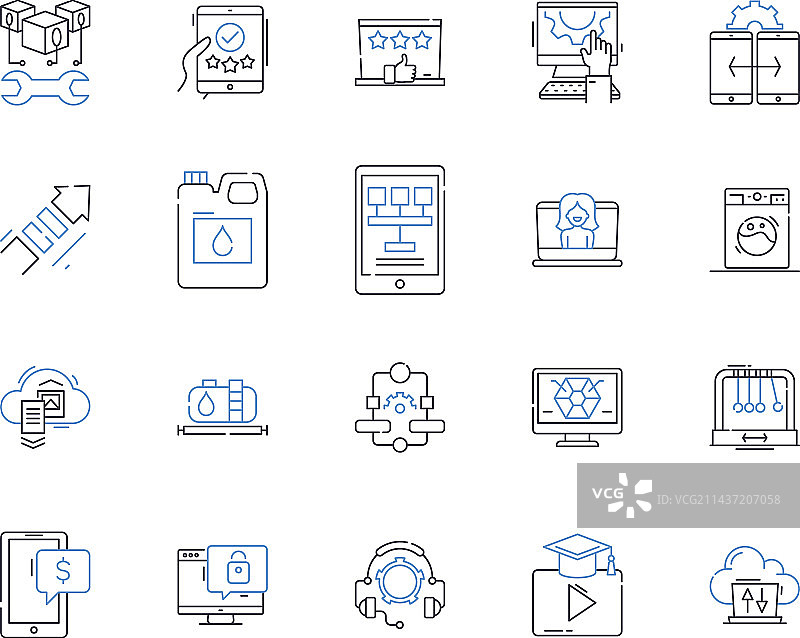互动机器人线性图标集聊天机器人图片素材