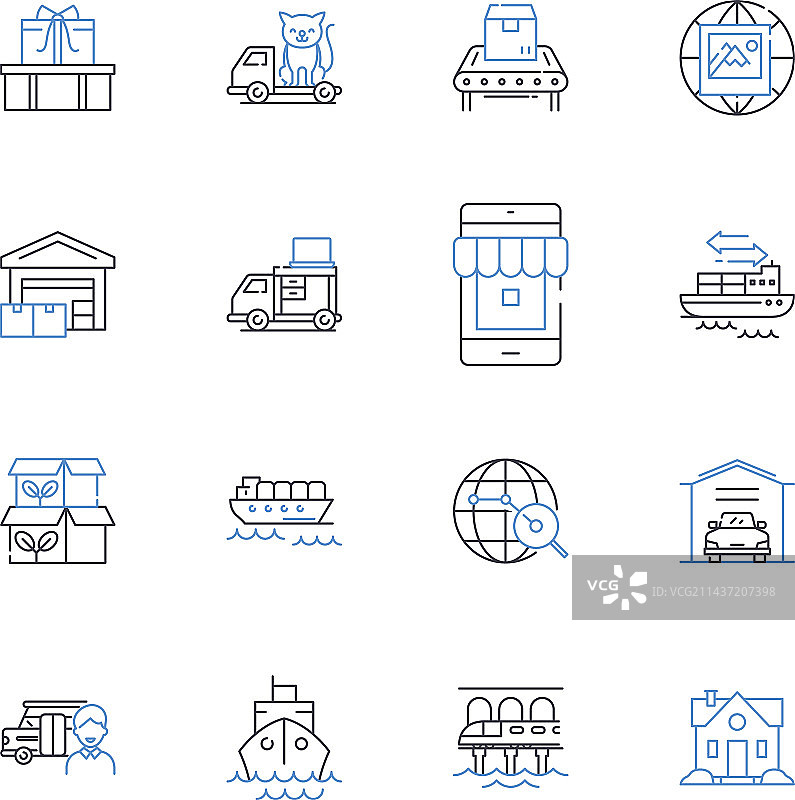 快递员线性图标集合图片素材