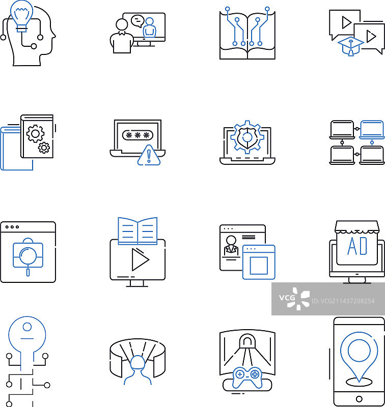 摄像机视频设备线性图标合集图片素材
