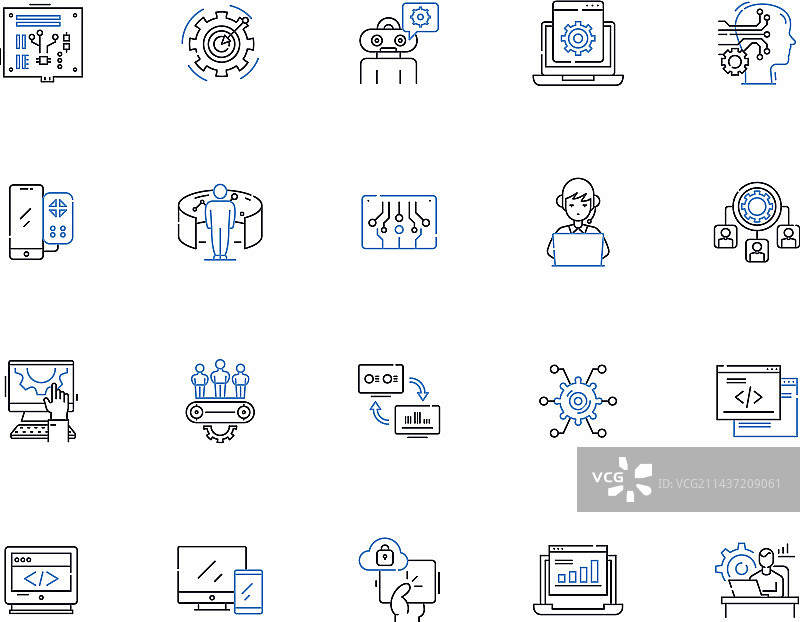 打盹小憩线性图标合集图片素材