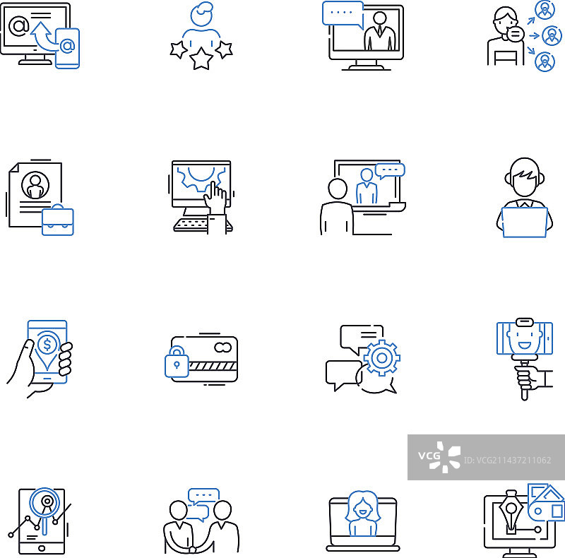 资产权益账户线性图标集合图片素材