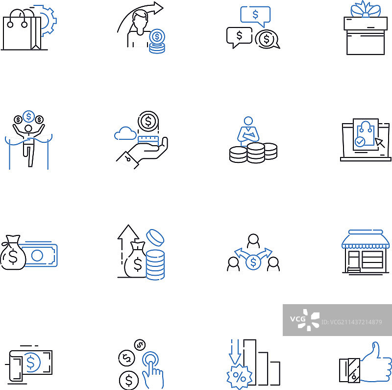 金融服务线性图标合集图片素材