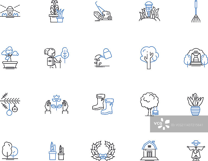 植物学线性图标光合作用合集图片素材