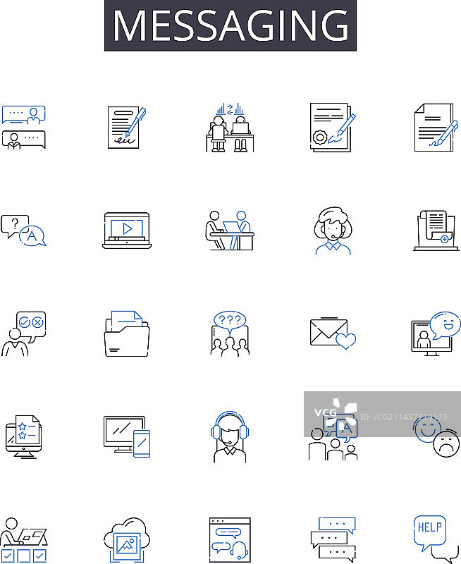 消息传递线性图标集合聊天图片素材