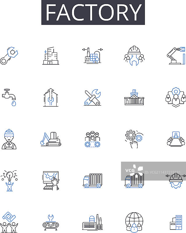 工厂线性图标种植园系列图片素材