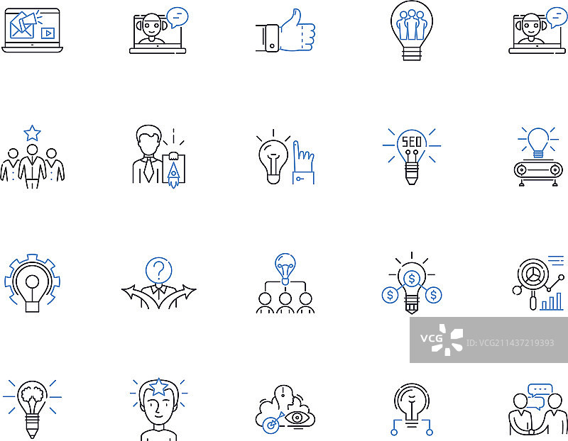 洞察力归纳线条图标集合图片素材