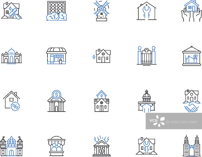 蓝图线条图标合集设计方案图片素材