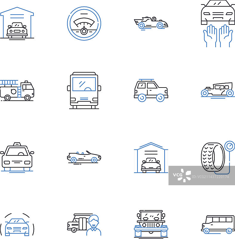 豪华轿车线条图标合集奢华优雅图片素材