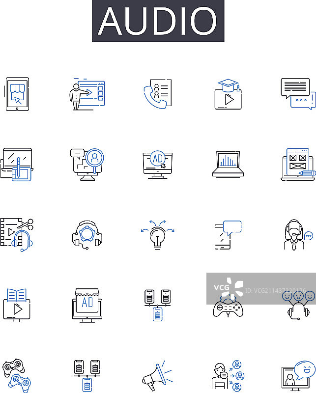 音频线性图标集合：声音音乐旋律图片素材