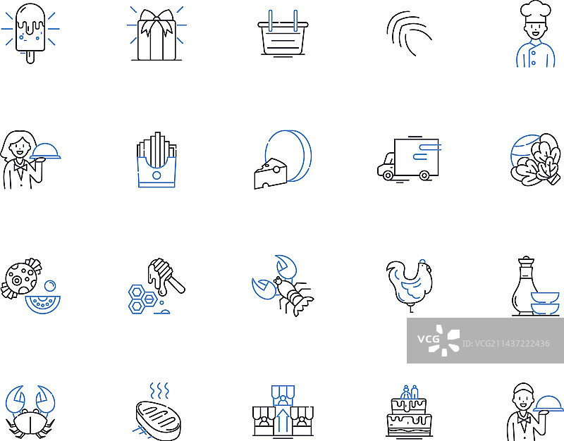 熟食店线条图标集三明治图片素材