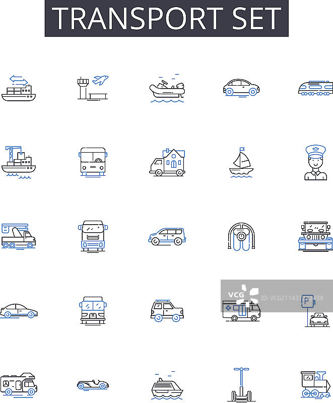 包含急救箱的交通线性图标集合图片素材